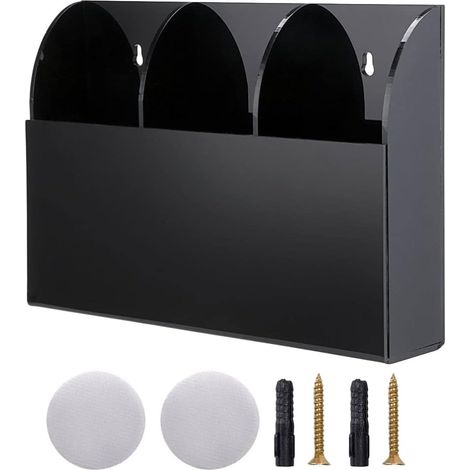 3 Grille Murale Télécommande Boîte De Rangement Maison Climatiseur Boîte De Rangement Noir 1 Pièce (1/5)