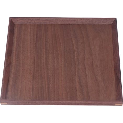 Plateau de service en bois de noyer noir, style chinois rétro, forme carrée, pour présentation de table élégante. (1/5)