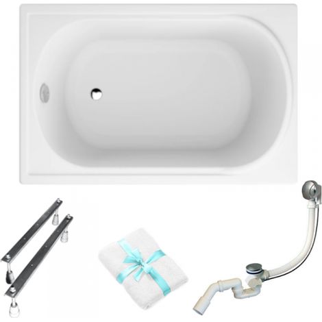 Vasca rettangolare Polimat Mini 100x65 con sifone e piedini cromati