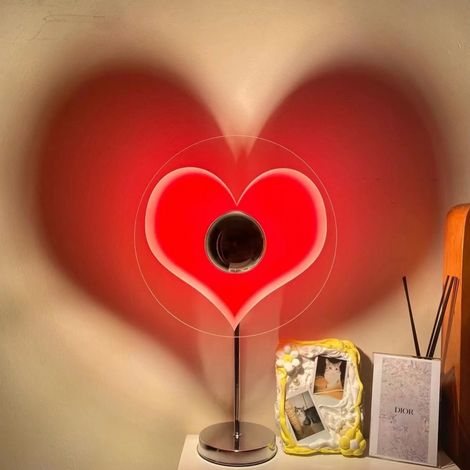 Lampe d'ambiance projecteur cœur romantique, USB rechargeable, décoration murale, lampe de table en forme de cœur, cadeau Saint-Valentin, 12W, effet lumineux amour. (1/5)
