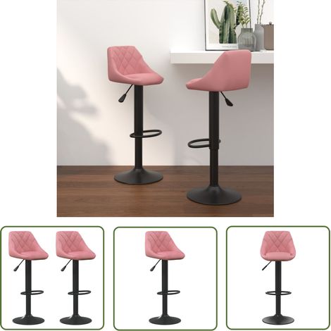 The Living Store Tabourets de bar lot de 2 rose velours - Tabouret De Bar - Chaise De Comptoir - Tabouret Rose - Fauteuil Pliable - Meubles De Cuisine (1/5)
