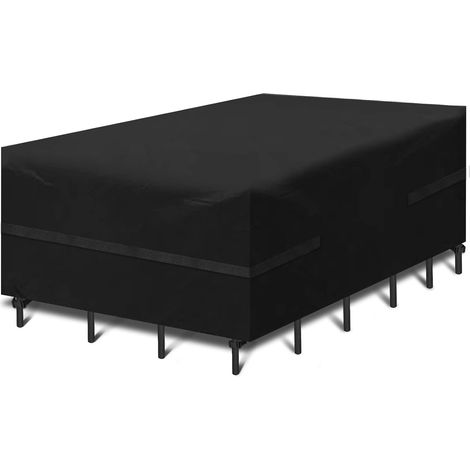 Housse de table en tissu Oxford 600D pour mobilier de jardin, imperméable, coupe-vent, anti-pluie, anti-UV et anti-poussière, avec boucle de verrouillage (230 x 165 x 80 cm)
