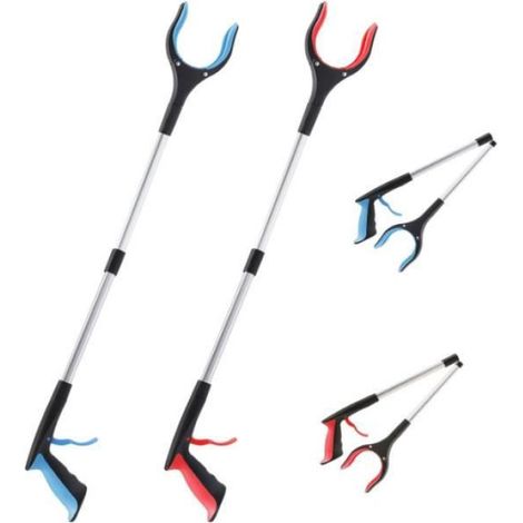 Lot de 2 - Pince Telescopique 83cm Extension - Tête rotative à 90° Pince a Dechets avec Pointes Magnétiques - Pince pour Ramasser (1/4)