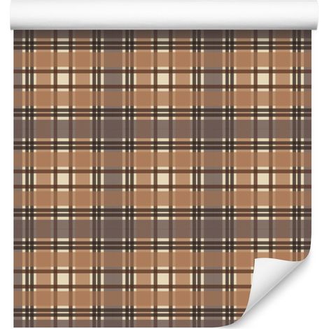 Papier peint à carreaux marron, orange et marron pour salon et chambre 50x1000 cm (1/5)