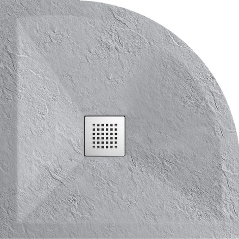 BALNEO – bac de douche plat semi-circulaire – bac composite antidérapant antibactérien 80×80×2,5 cm gris clair (1/5)