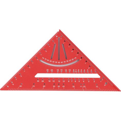 Règle triangulaire pour le travail du bois, rapporteur carré de chevron à 90 degrés de 7 pouces, outil de marquage de mesure multi-angle rouge (1/5)
