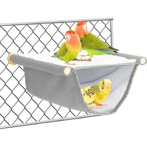 Hamac pour oiseaux - Nid d'oiseau - Grottes - Cage à oiseaux - Accessoires - Jouet - Nid d'oiseau - Lit superposé - Hamac suspendu pour perruches, calopsittes, pinsons, hamsters, gerbille (gris) (1/5)
