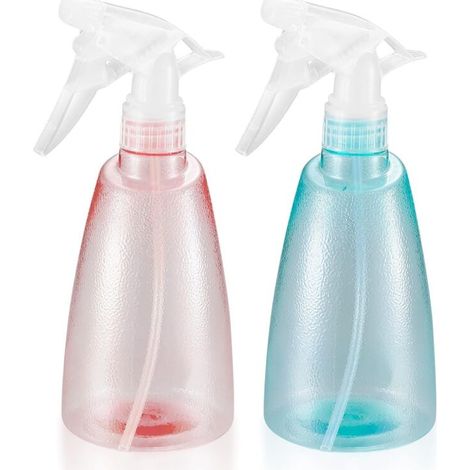 Sprühflaschen, 2er-Pack, 500 ml, Kunststoff-Mister-Sprühflaschen für die Hausreinigung, Garten, Friseur, Pflanzen, Blumen, Rosa/Grün - Crezuo