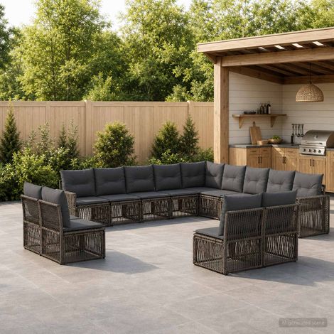 Set Divano da Giardino 13 pcs Grigio e Grigio Scuro polyrattan vidaXL (1/5)