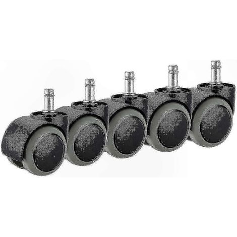 Roulettes de remplacement pour chaise de bureau - Lot de 5, tige 10mm x 22mm, universelles pour fauteuils pivotants (1/5)