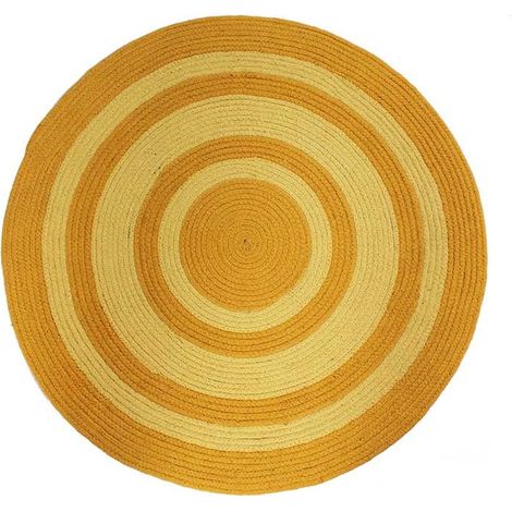 TAMTAM - Tapis en coton effet cordage bi-colore jaune diam.70 (1/2)
