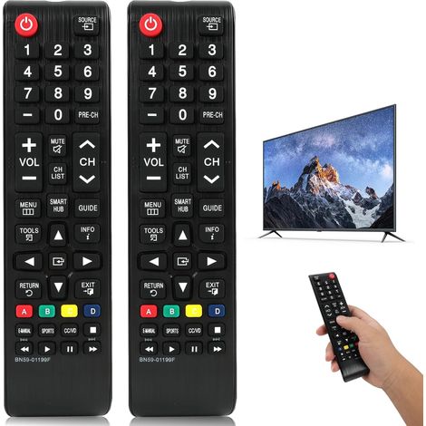 2pcs télécommandes universelles compatibles avec TV Samsung, Remplacement pour Tous Les modèles, faciles à Installer, sans Programmation, durables, ergonomiques, pour Smart TVs (1/5)