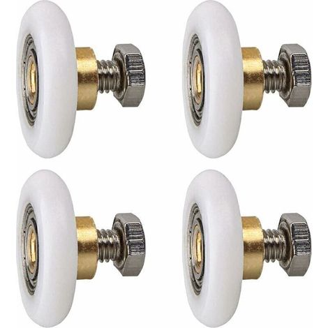 Rouleau de porte de douche, Rouleau Roulette Roue pour Porte de Douche Roulettes Coulissantes Porte Roue de Remplacement pour Rouleau 4 pièces (20MM) (1/4)