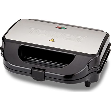 Tower T27032 3-in-1 Deep Filled Snack Maker with Non-Stick Coated Plate and Automatic Temperature Control, 900W, Stainless Steel (1/5)