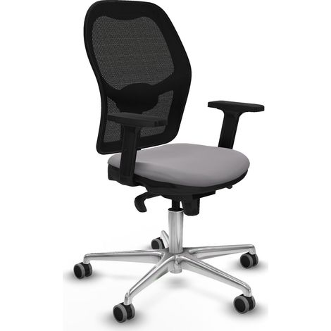 Jorquera sincro malla negra similpiel gris brazos 2D base aluminio ruedas 65mm engomada (1/5)