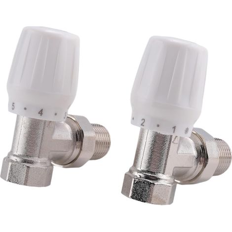 x Robinet de radiateur coudé série 15 mm x 1/2", thermostat TRV droit pour bureau à domicile (1/5)
