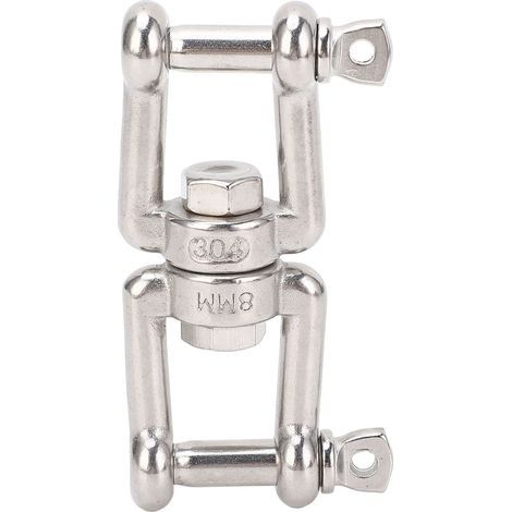 Manille pivotante à double extrémité en acier inoxydable, connecteur d'anneau en forme de 8, dispositif marin pour navires, bateau, yacht 8 mm, charge : 300 kg/661,38 lb. (1/5)