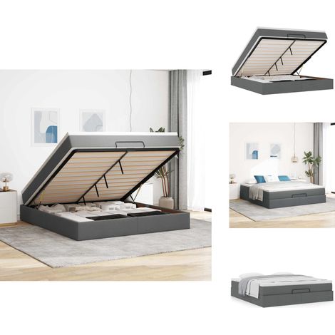 Ottoman-Bett mit Matratze Dunkelgrau 180x200 cm Stoff - Ottoman-Bett - Ottoman-Betten - Bettrahmen - Bettgestell (1/5)