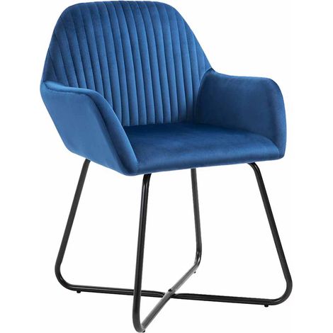 Maison Exclusive - Esszimmerstühle 4 Stk. Blau Samt (1/5)