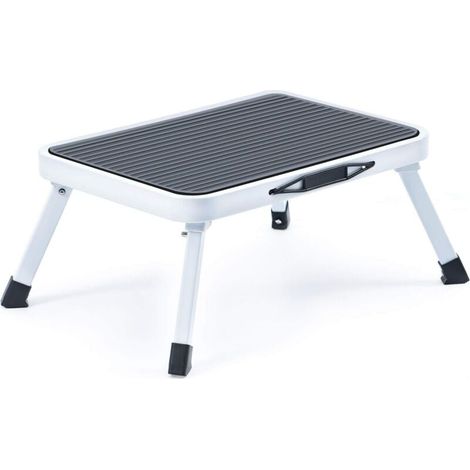 Klapphocker 1 Stufe, Tritthocker aus rutschfestem Gummi, Leichter Küchenhocker aus Stahl, Bis 150 kg, 1 Stück MNS (1/4)