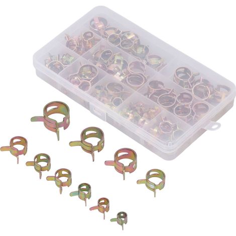 Lot de 100 Colliers de Serrage Ressort pour Tuyau Flexible 6 à 17mm Acier Galvanisé Fixation Durite (1/5)