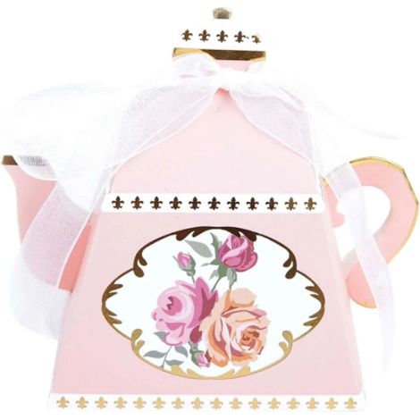 25 Caja de regalo, tetera, cartón, cinta, rosa pálido, boda (1/5)