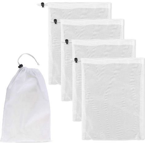 4 Pool Cleaning Bags, Fine Mesh Filter Bags for Swimming Pool Vacuum, Mesh Bags with Drawstring and Lock for Cleaning Pool Sheets