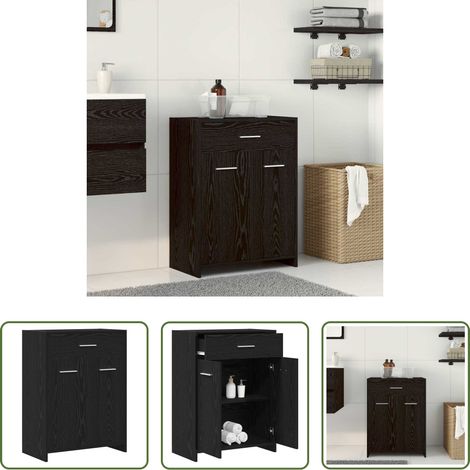 Tiroir salle de bain -  Cabinet de salle de bain avec tiroir Chêne noir 60 x 33 x 80 cm (1/5)