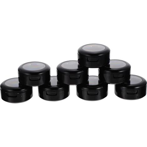 Lot de 8 Boîtes à Fards à Paupières Vides 26 Mm en Abs Noir Mat Fenêtre Transparente, Étanches et Compactes, Organisateur Cosmétique pour Rangement Maquillage et Voyages (1/5)