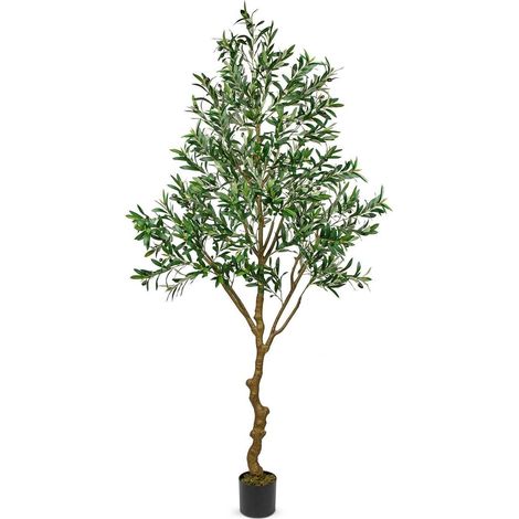 Künstlicher Olivenbaum 210cm groß Topf Deko Kunstbaum Fake Pflanze Home (1/5)