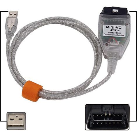 One set of white plastic MINI VCI OBD2 diagnostic cables for Toyota TIS J2534 (1/5)