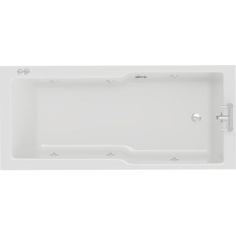 Square 1700mm x 750mm 6 Jet Chrome V-Tec Single Ended Whirlpool Bath (1/5)