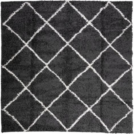 Maison Exclusive - Tappeto Shaggy PAMPLONA a Pelo Lungo Nero e Crema 120x120 cm (1/5)