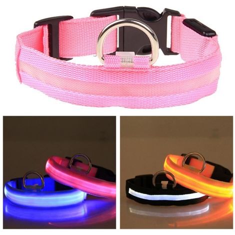Collier de chien lumineux LED - VGEBY - Rose - Taille 45,5x2,5 cm - Rechargeable USB - Résistant aux intempéries (1/4)