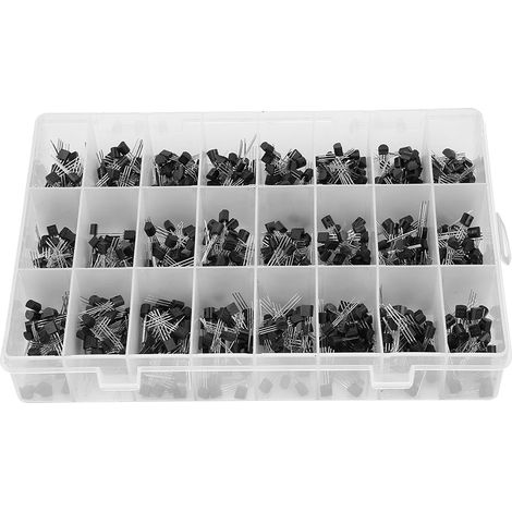 Kit 840 pièces NPN PNP TO-92 2N2222A-BC558, assortiment de transistors pour bricolage électronique, composants semi-conducteurs, paquet varié. (1/5)