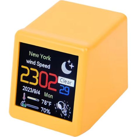 Horloge météo animée de bureau Horloge de bureau WiFi Horloge météo animée Cadeau Ornement créatif Station météo multifonctionnelle (1/5)