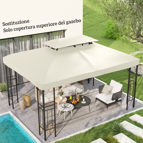 Wasserdichte Polyester-Ersatzplane 3 x 4 m für Gartenpavillondächer, UV-beständig, beige (1/5)