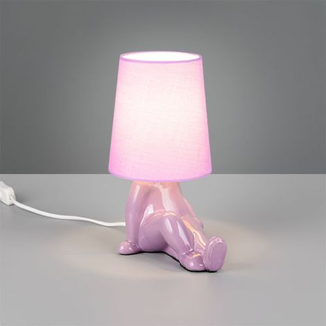 Lampe de table art déco rose en céramique avec abat-jour E14 10W (1/3)