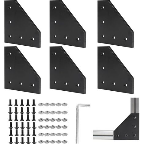 Aluminium Profile Connection Plates 40 x 40 L External Junction Plate Corner Brackets Corner Plates L Shape External Profiles with Nuts for 9 mm Aluminium Profile Black (1/4)