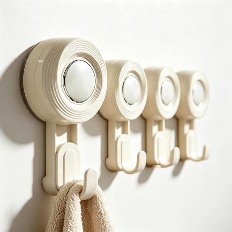 4 articles Crochet Ventouse Plastique, Crochet Mural d'aspiration en Nouvelle Ventouse Forte, Porte Serviette Peignoir Couronne Manteau Torchon, Ustensile Salle de Bain Cuisine 5KG (1/5)