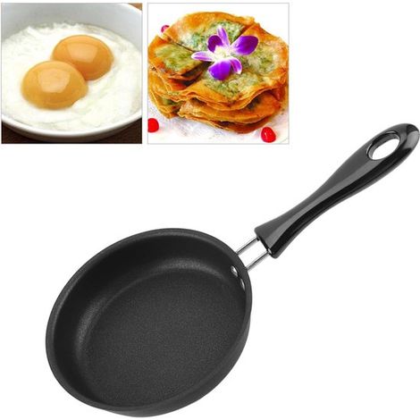 Sartén pequeña, mini sartén, 12 cm de diámetro, sartén redonda para huevos, hierro puro con revestimiento, pequeña estufa de cocina (1/5)