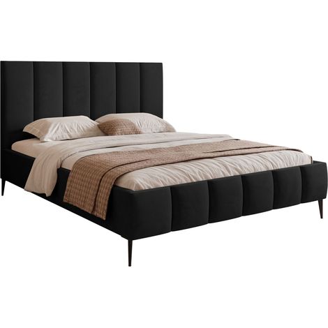 Selsey Sarafino - Polsterbett 180x200 cm, mit Bettkasten, Lattenrost und Metallfüßen, schwarz (1/4)