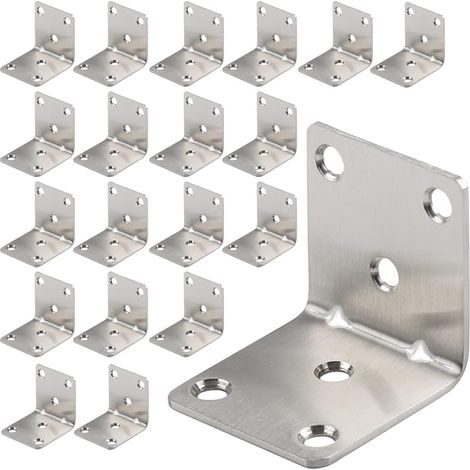 Équerre d'angle, lot de 20 équerres robustes en fer, équerres en L de 40 x 40 mm, fixations pour bois, supports en acier (1/5)