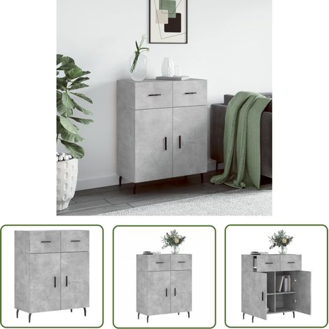 The Living Store Sideboard Betongrau 69,5x34x90 cm Holzwerkstoff - Sideboard - Wohnzimmermöbel - Holzmöbel - Grau - Modernes Design (1/5)