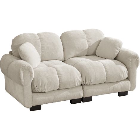 ELVMI 2-Sitzer Sofa Modular mit Dicken Sitzkissen, Ergonomischer Rückenlehne und Beweglichem Kissen aus Chenille Hellkhaki (1/5)