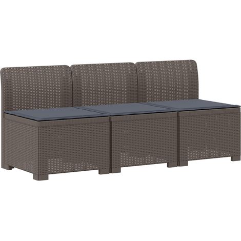 Maison Exclusive - 3-Sitzer Garten Sofa mit Kissen Rattan-Look PP (1/5)