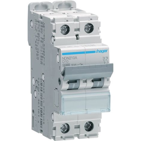 Interrupteur automatique magnétothermique série « N » avec 2 modules (4,13W 10A 10/15kA) IP20 8,3x3,5x7cm (1/2)