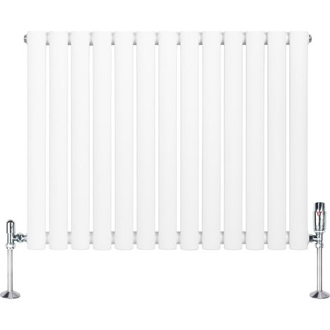 Radiatore Orizzontale Ovale 600x780mm Bianco con Valvole TRV
