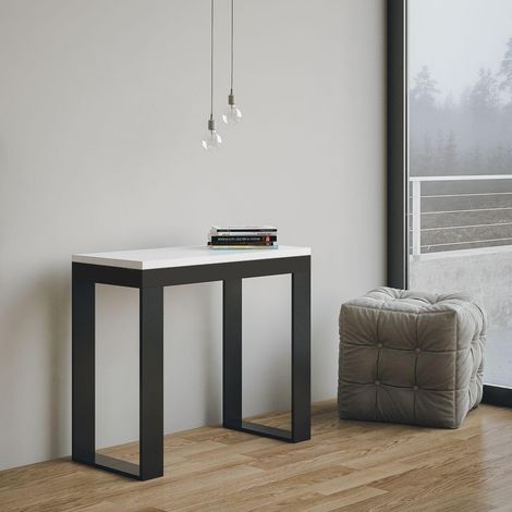 Tavolo consolle allungabile TECNO EVOLUTION piano bianco frassino telaio antracite (1/2)