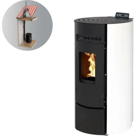 Pack Poêle à granules LEANDRO 9 Etanche + Kit Conduit Vertic (1/5)